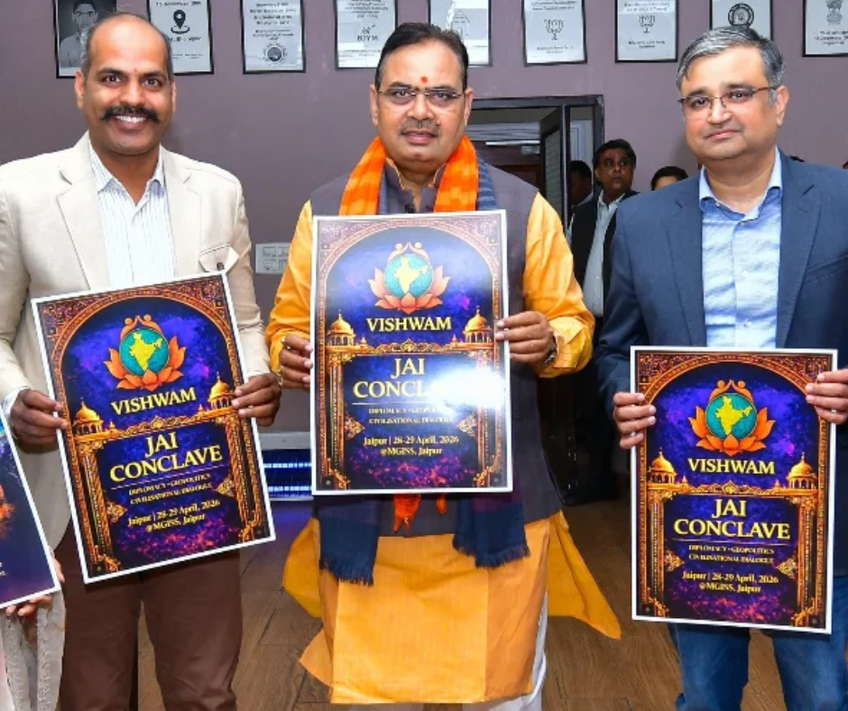 Chief Minister of Rajasthan with JAI Conclave posters